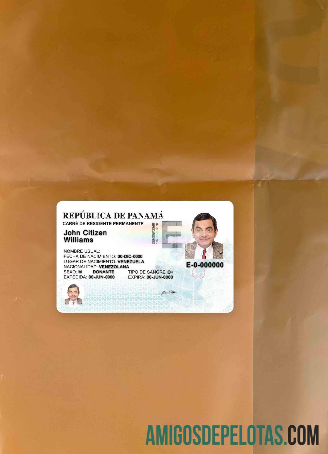 Panama Residence Permit olhar de foto frente amostra